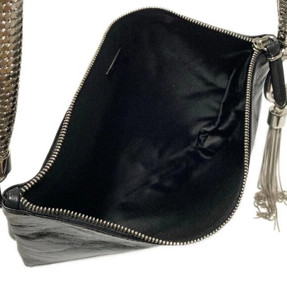 Auth JIMMY CHOO - Black Silver Leather Hardware Shoulder Bag - Picture 8 of 8